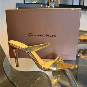 Gianvito Rossi Gold Metallic Strappy High Heel Mule